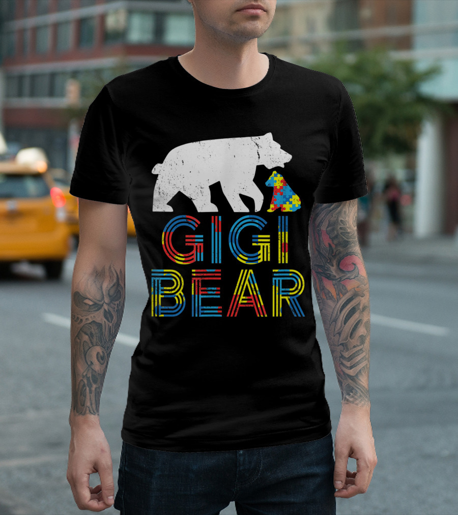 Gigi Bear Autism Awareness Puzzle Piece Pride T-Shirt