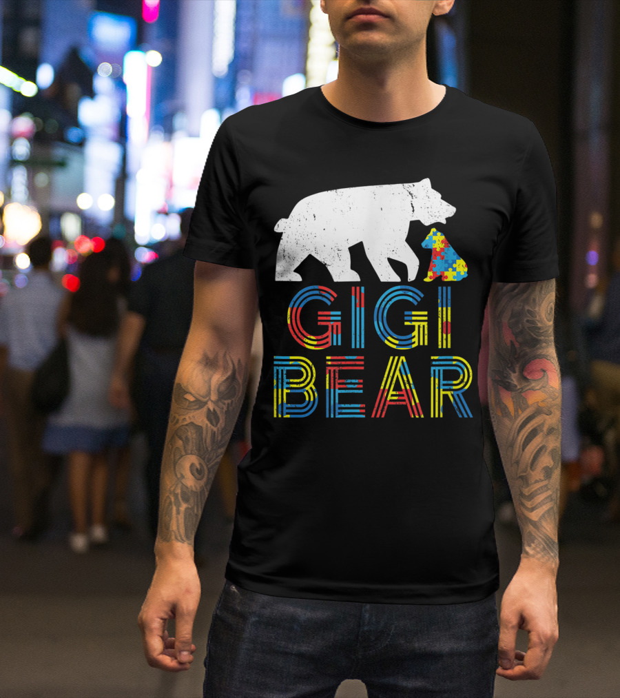 Gigi Bear Autism Awareness Puzzle Piece Pride T-Shirt