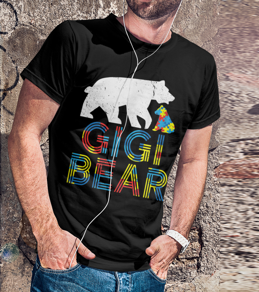 Gigi Bear Autism Awareness Puzzle Piece Pride T-Shirt