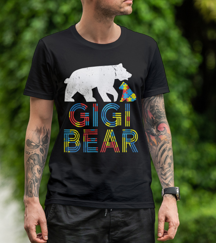 Gigi Bear Autism Awareness Puzzle Piece Pride T-Shirt