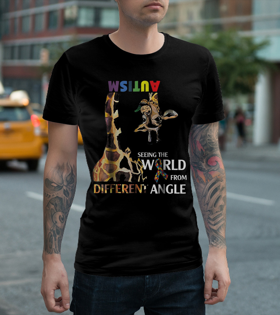 Autism Seeing the World from Different Angle Giraffe T-Shirt