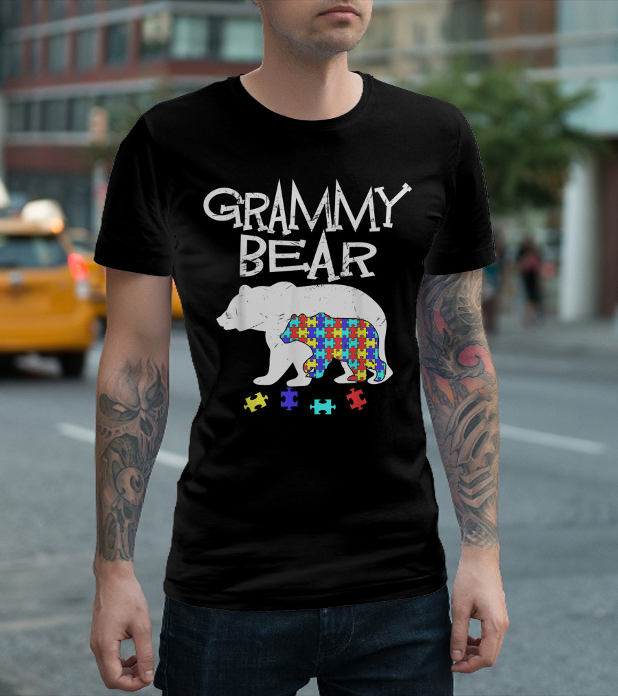 Grammy Bear Autism Awareness Puzzle Mama T-Shirt