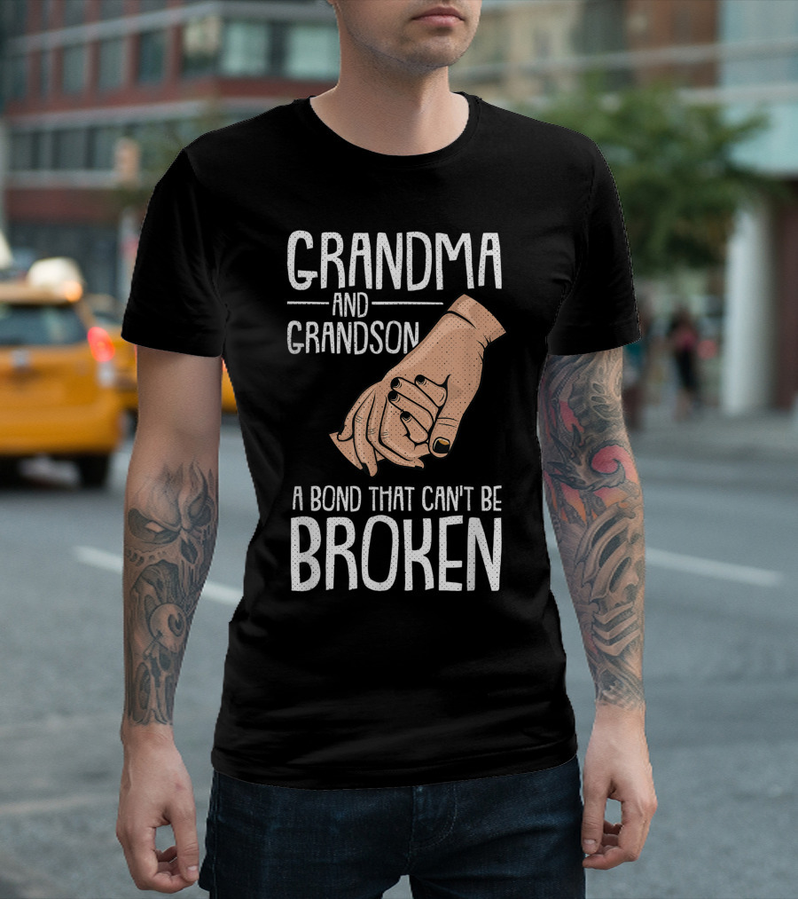 Grandma And Grandson Holding Hands A Bond That Can't Be Broken Autism T-Shirt