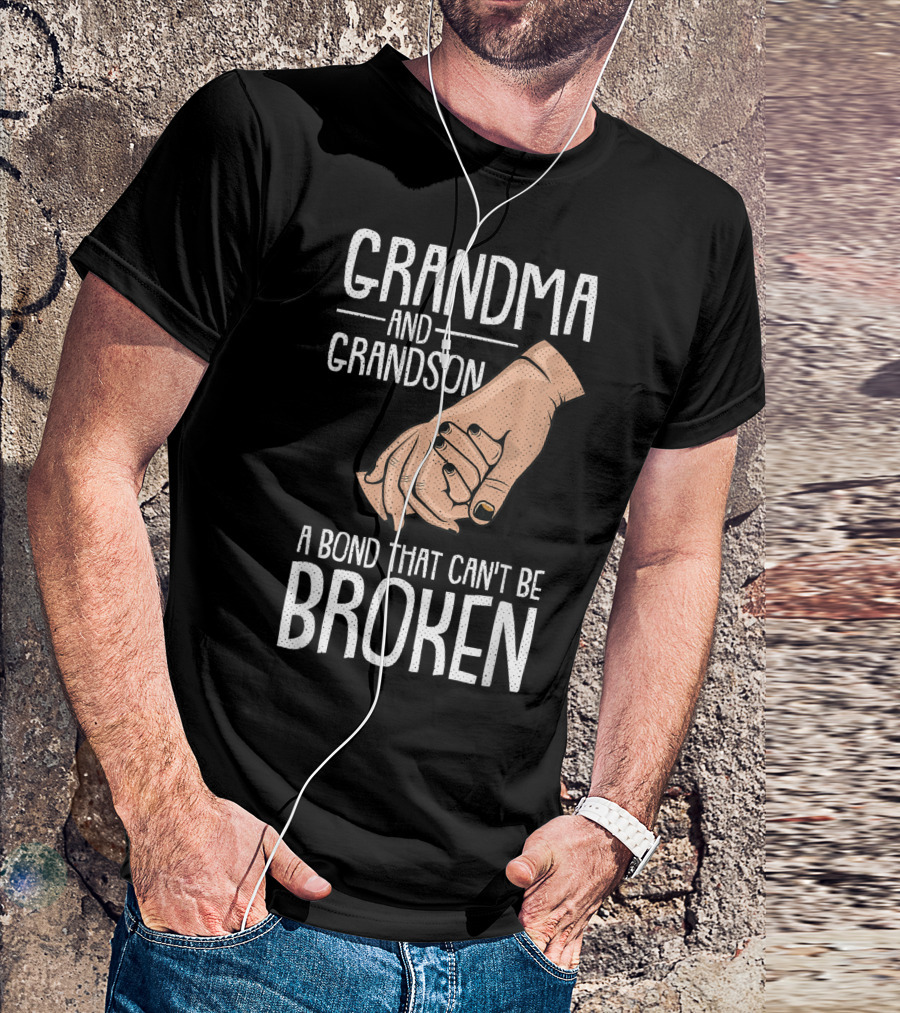 Grandma And Grandson Holding Hands A Bond That Can't Be Broken Autism T-Shirt
