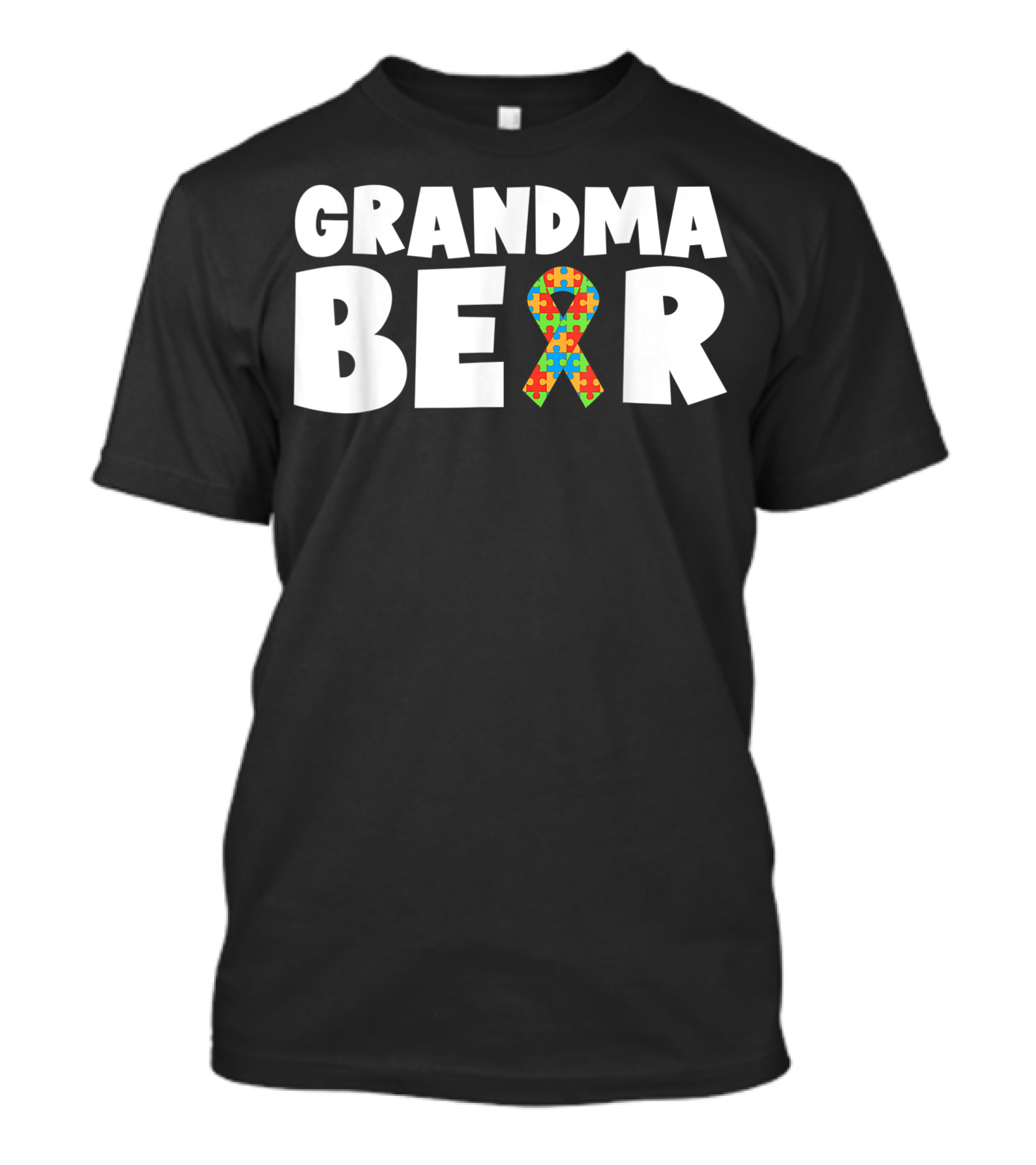 Grandma Bear Autism Awareness Ribbon Puzzle Symbol Grandmother T-Shirt
