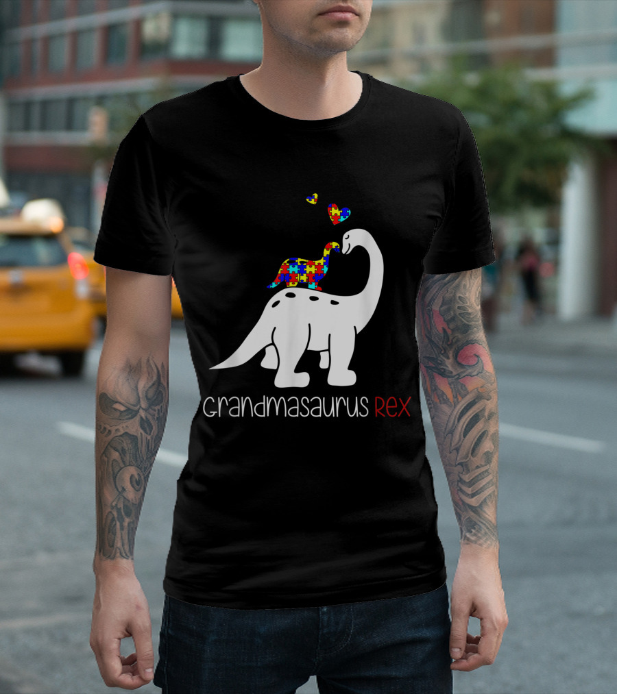 Grandmasaurus Rex Dinosaur Autism Awareness Fun Grandma T-Shirt
