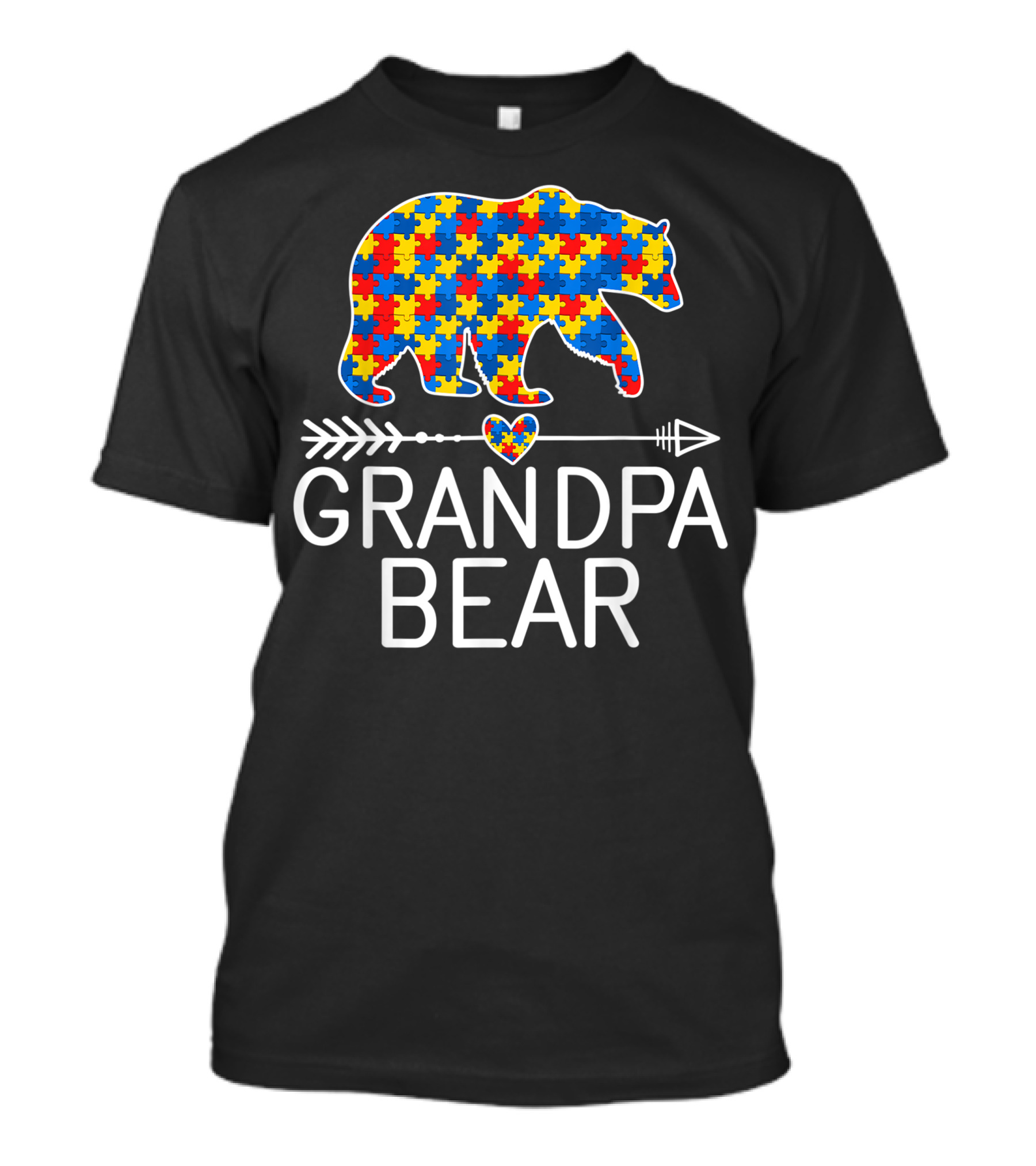 Grandpa Bear Autism Awareness Puzzle Piece Love And Support T-Shirt