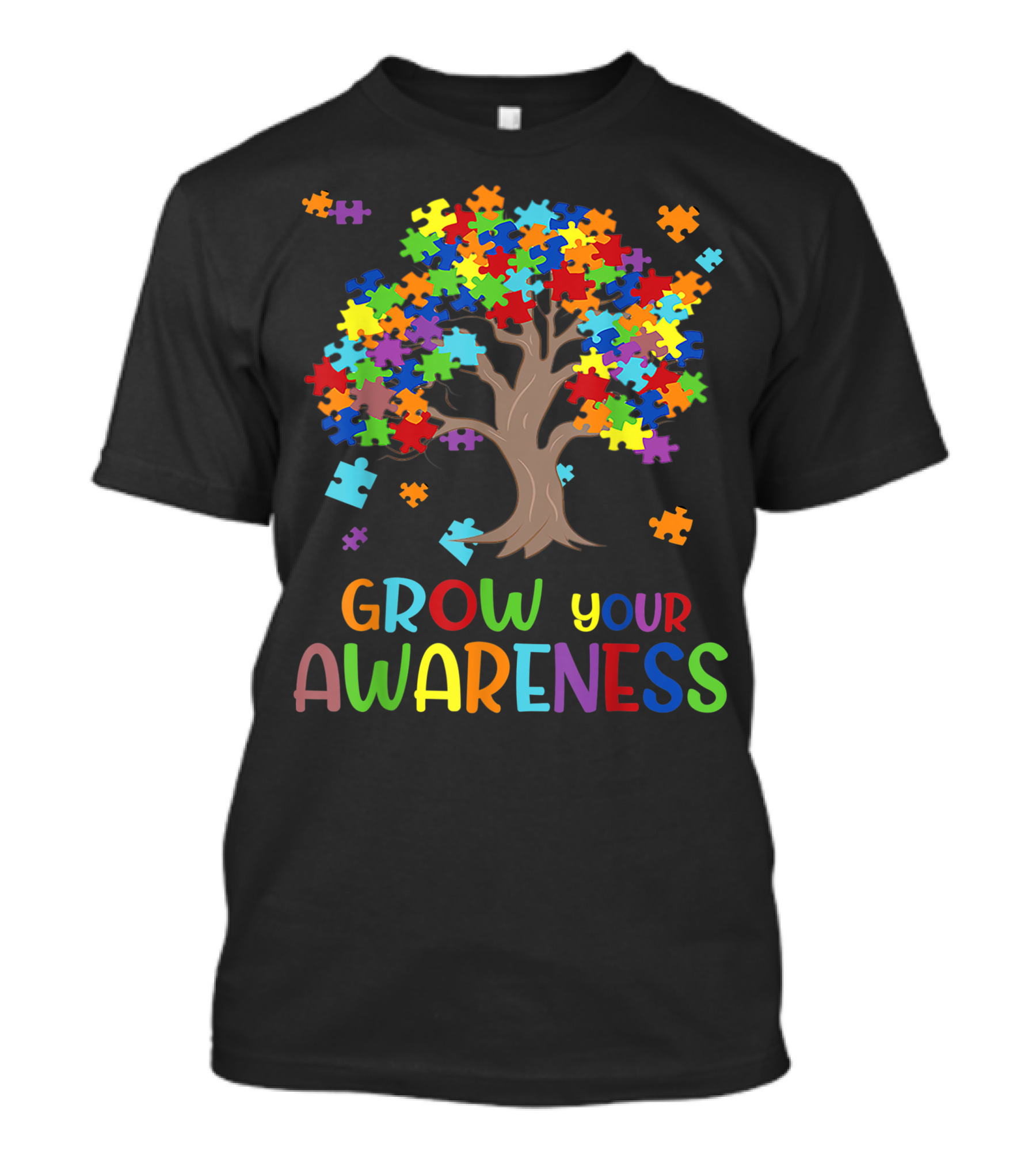 Grow Your Awareness Tree With Colorful Puzzle Pieces T-Shirt