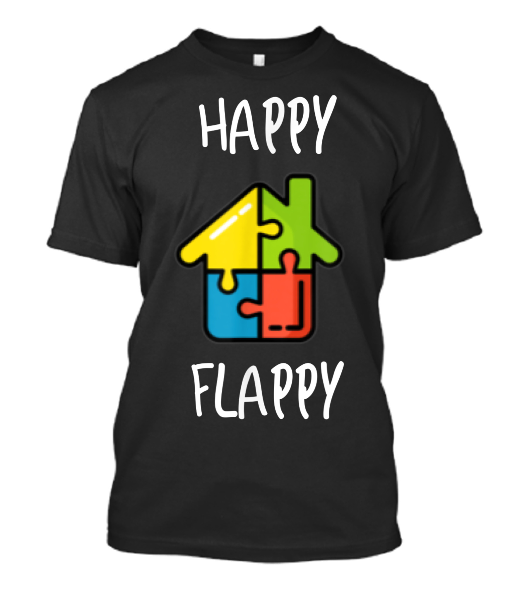 Happy Flappy Puzzle House Autism Stimming Awareness T-Shirt