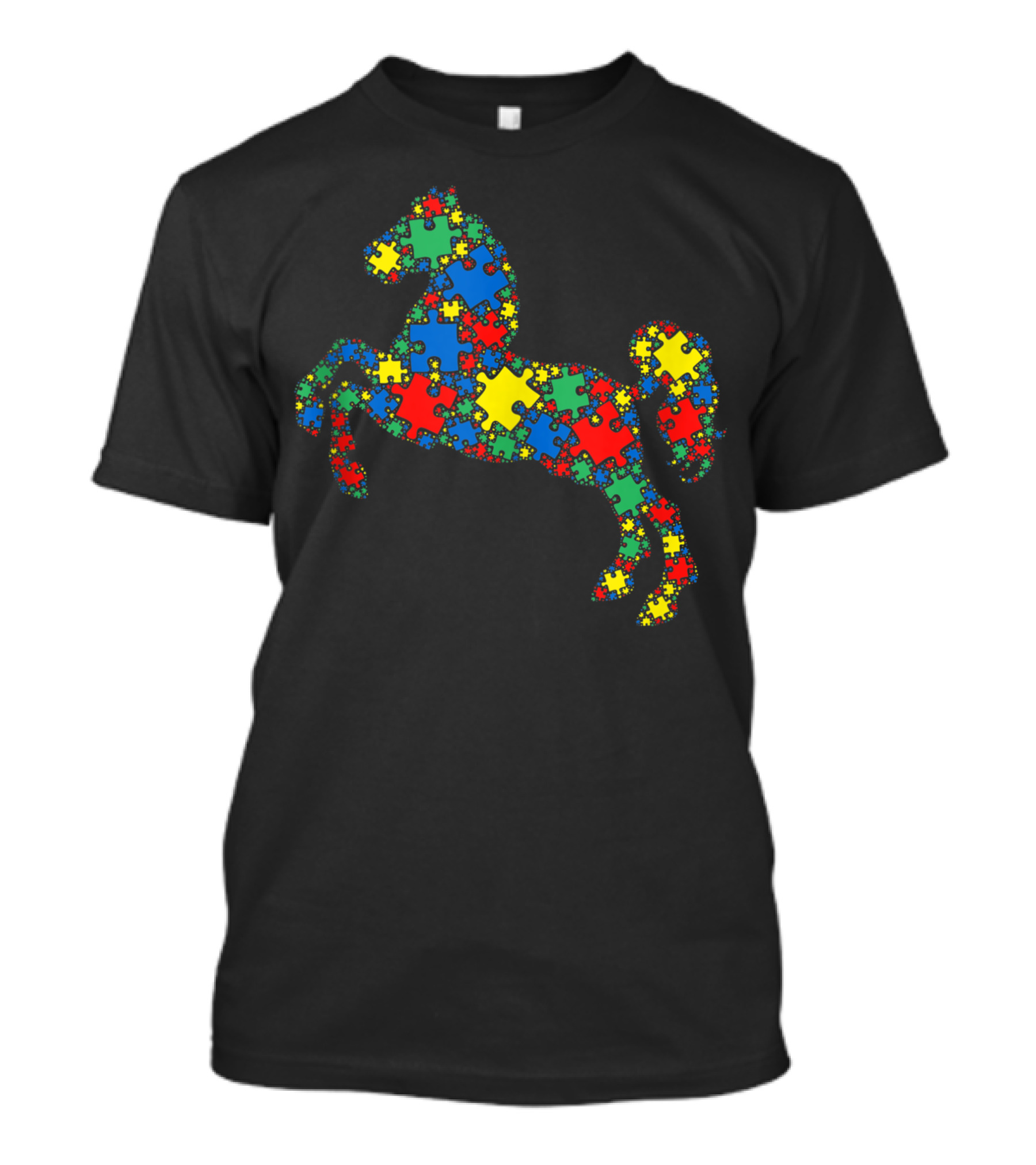 Horse Autism Awareness Puzzle Piece Men Kids Cx T-Shirt
