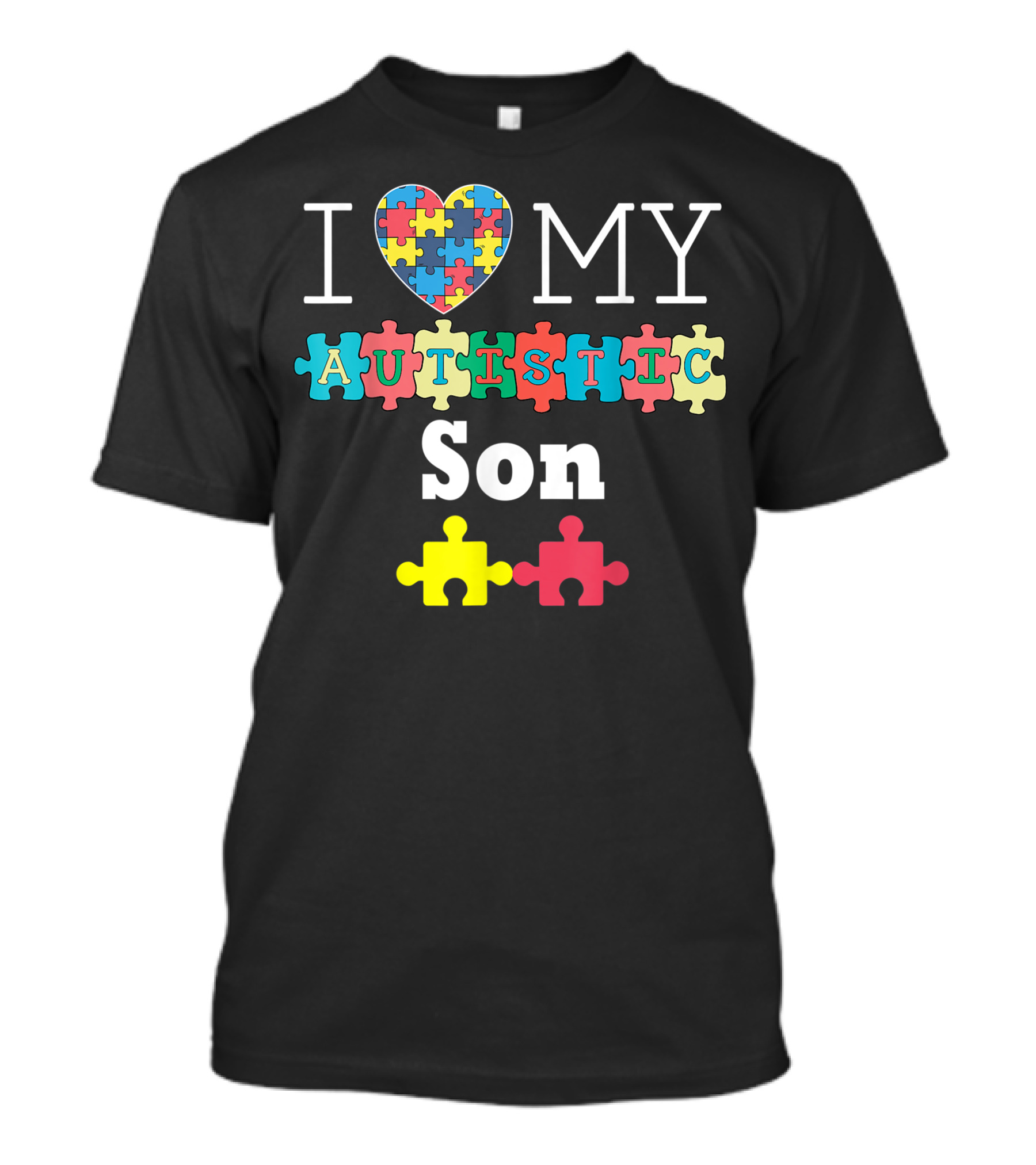 I Love My Autistic Son Puzzle Heart Autism Awareness T-Shirt