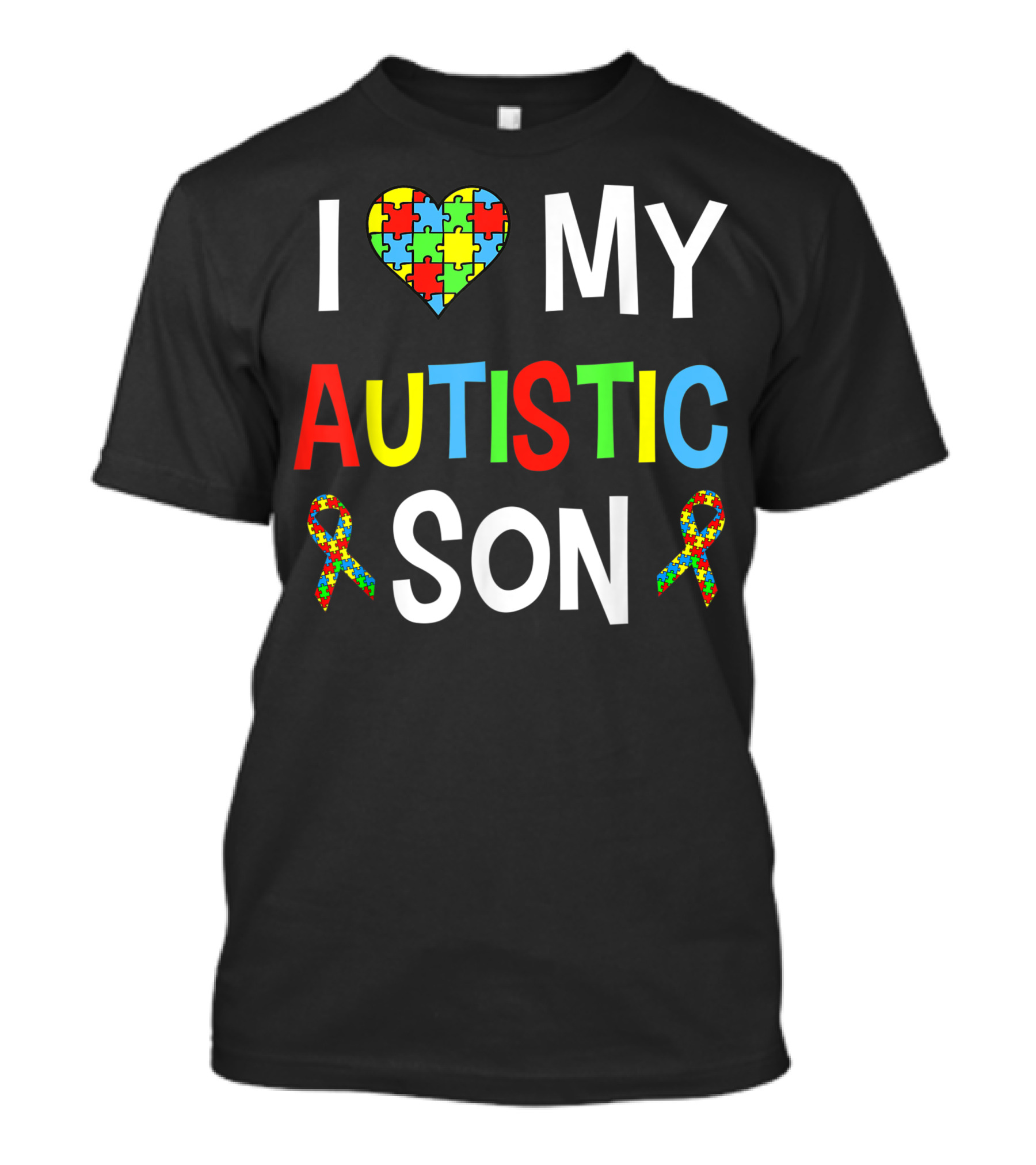 I Love My Autistic Son Autism Awareness Puzzle Heart T-Shirt