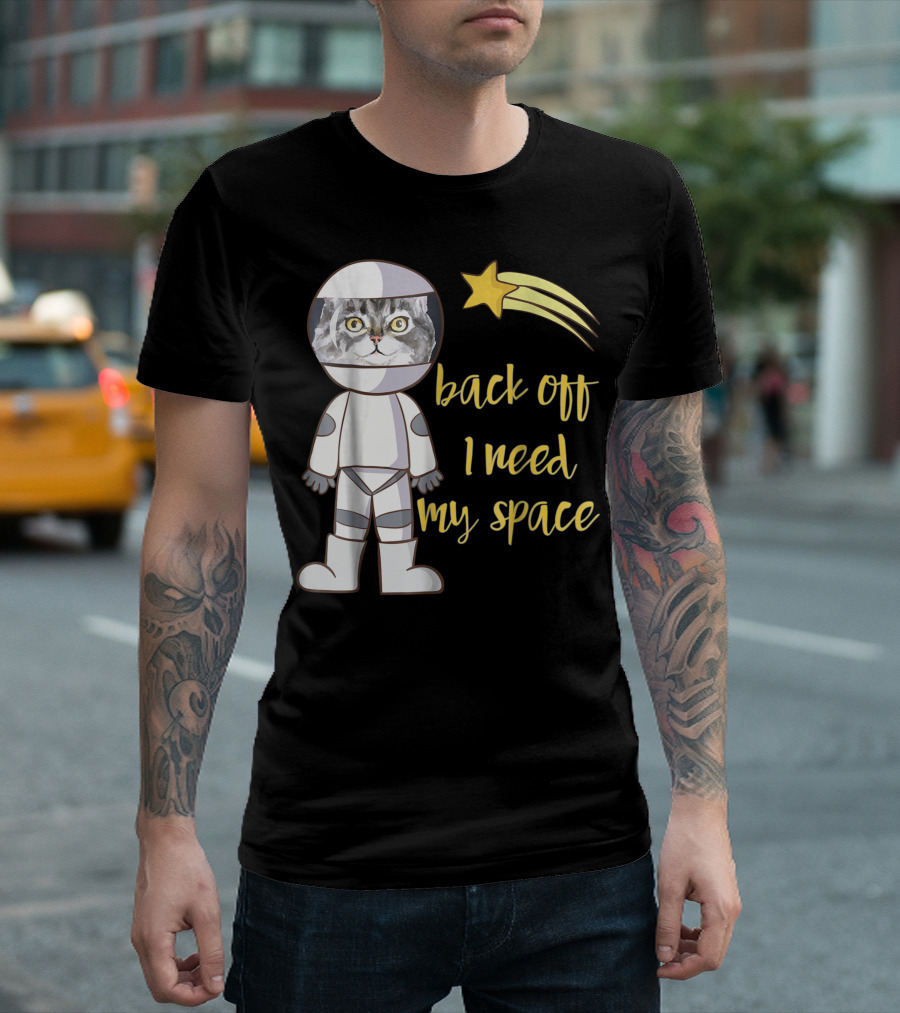 Back Off I Need My Space Astronaut Cat with Shooting Star T-Shirt