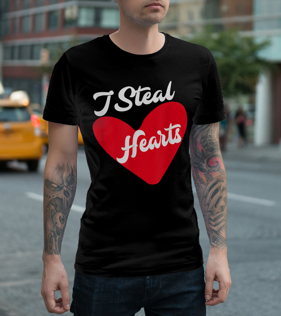 I Steal Hearts Valentines Day Special Lover Bold Red Heart T-Shirt