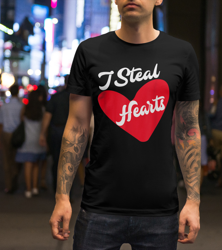 I Steal Hearts Valentines Day Special Lover Bold Red Heart T-Shirt