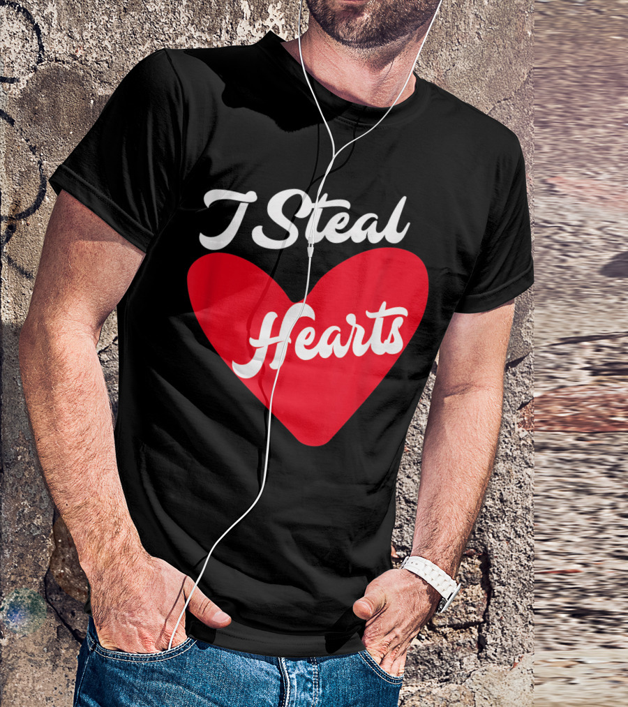 I Steal Hearts Valentines Day Special Lover Bold Red Heart T-Shirt