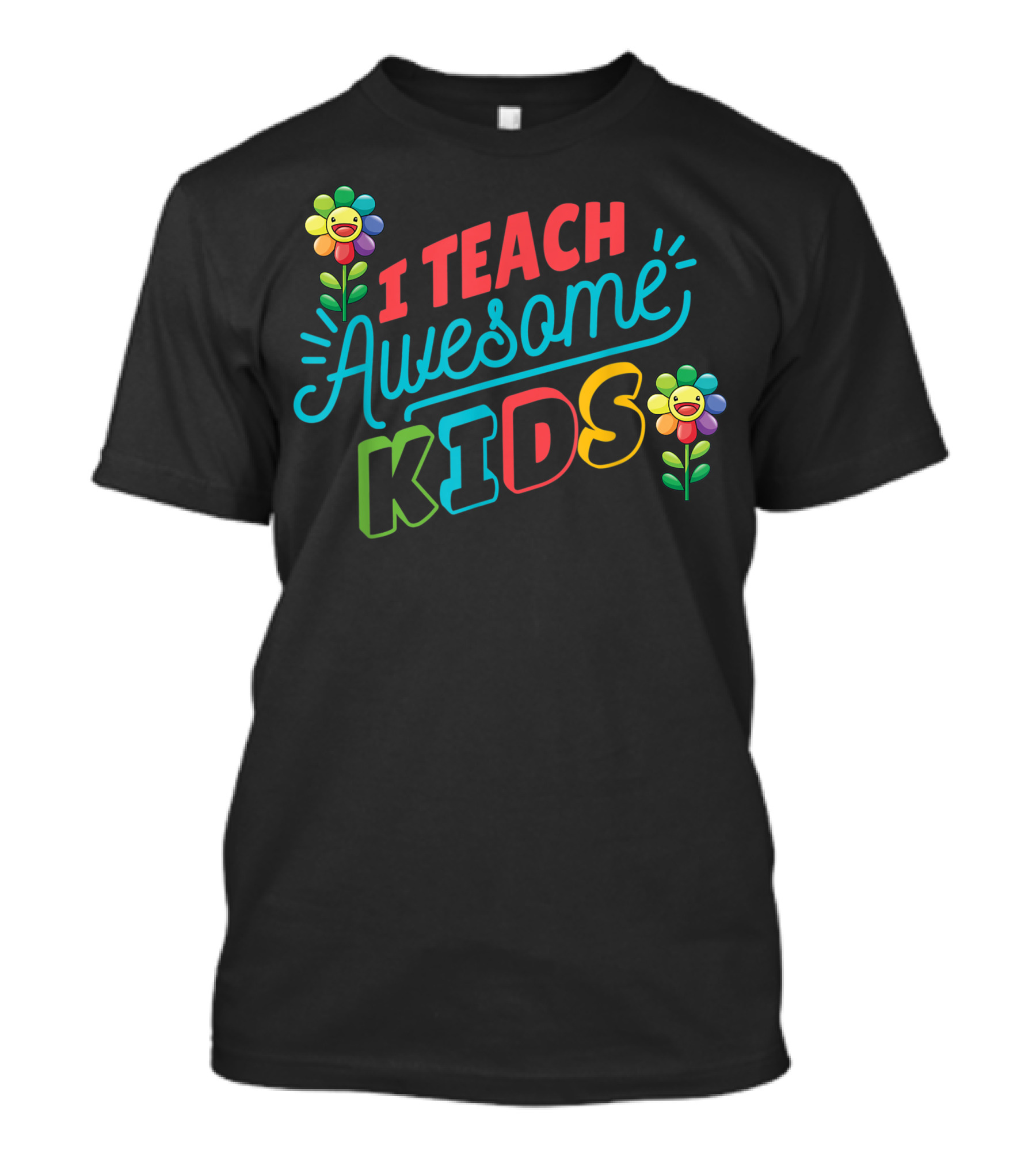 I Teach Awesome Kids Colorful Flower Smile Autism Awareness T-Shirt