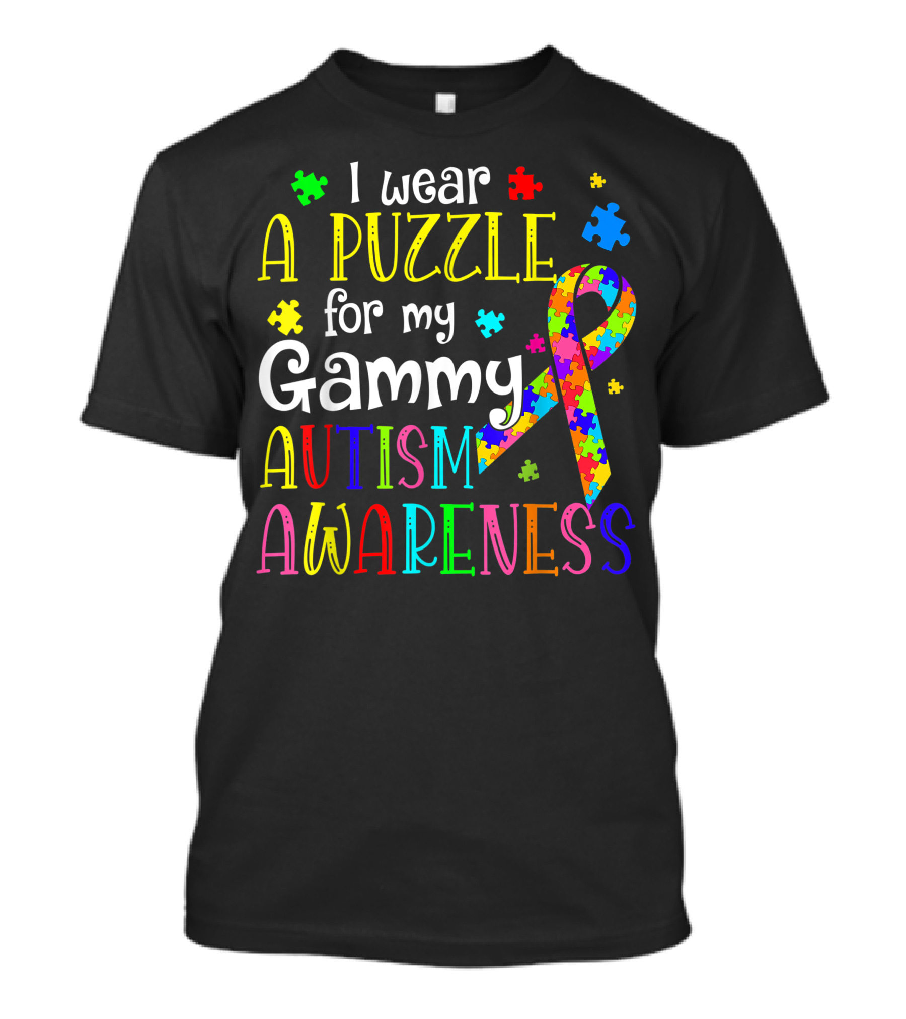 I Wear A Puzzle For My Gammy Autism Awareness T-Shirt