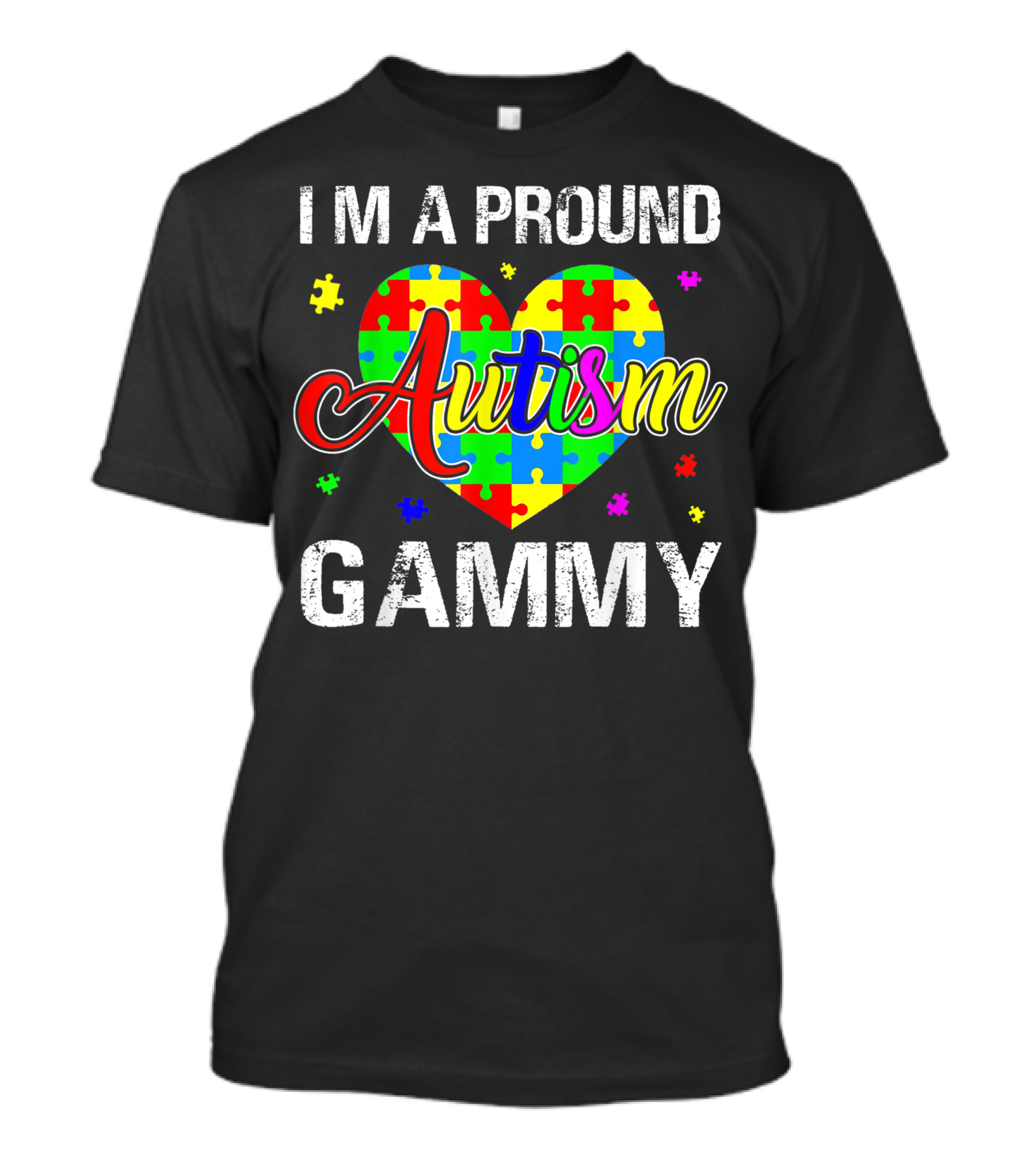 Im A Proud Autism Gammy Autism Heart Puzzle Awareness T-Shirt