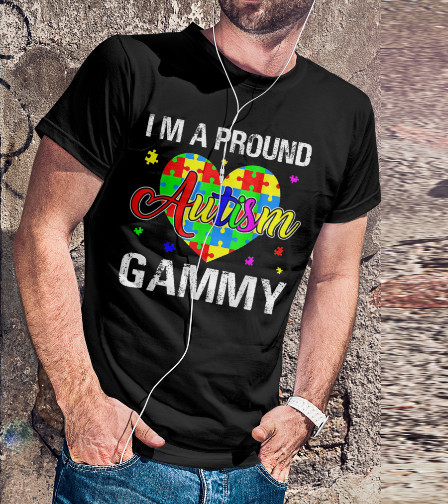 Im A Proud Autism Gammy Autism Heart Puzzle Awareness T-Shirt