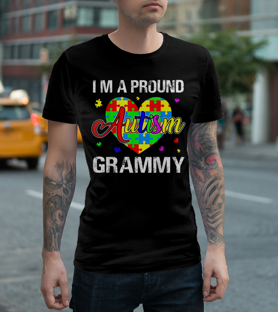 I'M A PROUD AUTISM GRAMMY AUTISM AWARENESS PUZZLE HEART T-Shirt