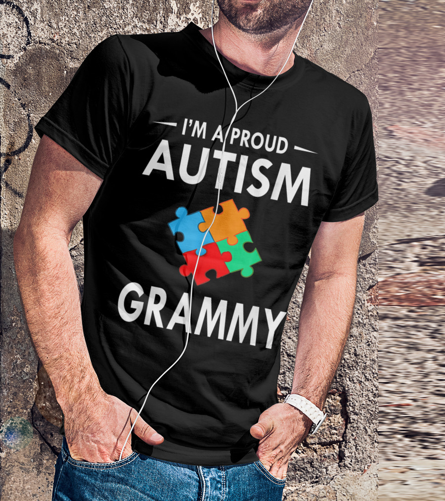 I'm A Proud Autism Grammy Family Matching Autism Awareness Puzzle Pieces T-Shirt