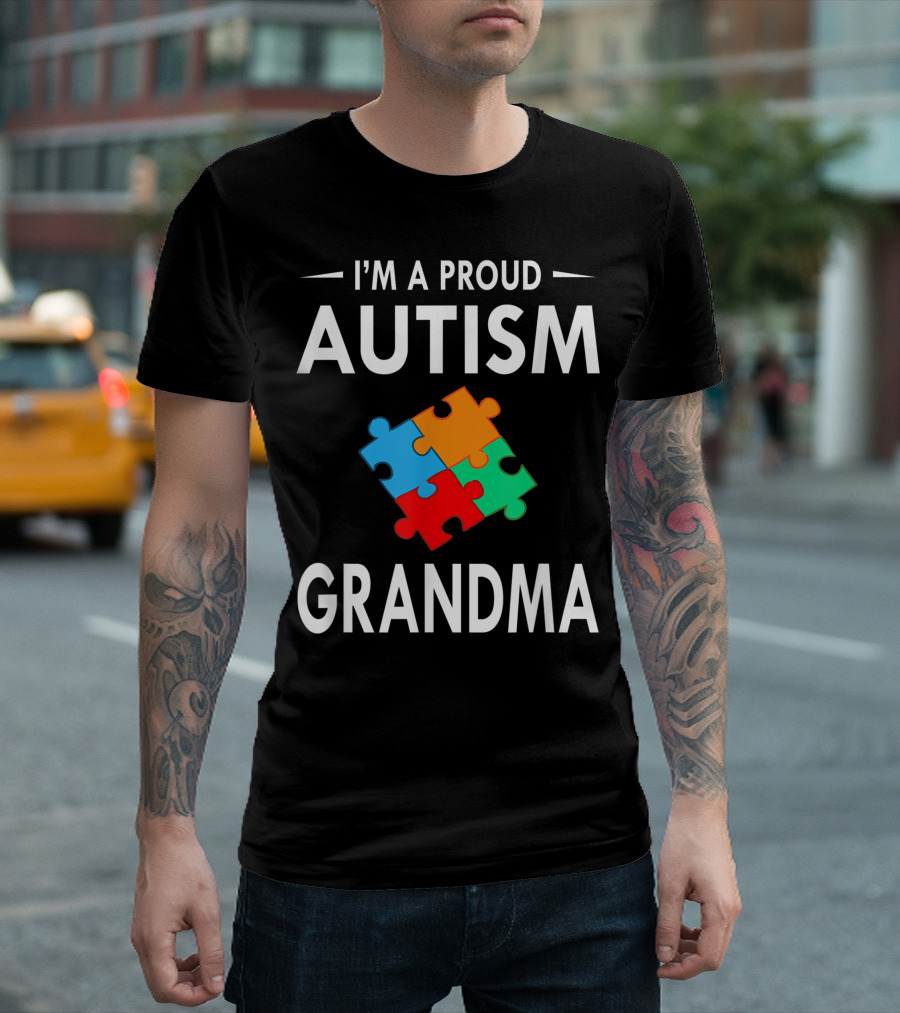 I'm A Proud Autism Grandma Autism Awareness Family Matching Puzzle T-Shirt