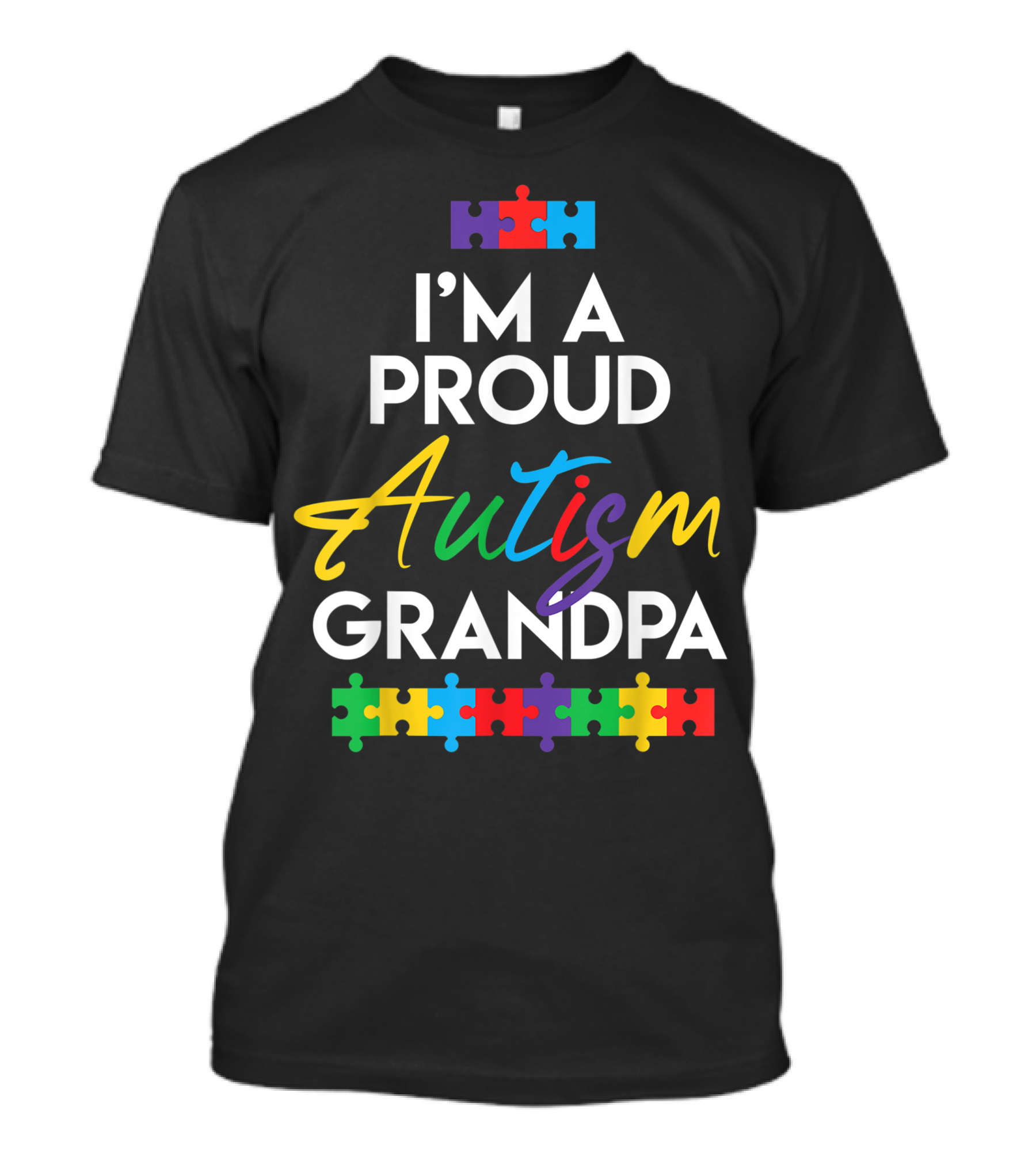 I'm A Proud Autism Grandpa Colorful Puzzle Heart T-Shirt
