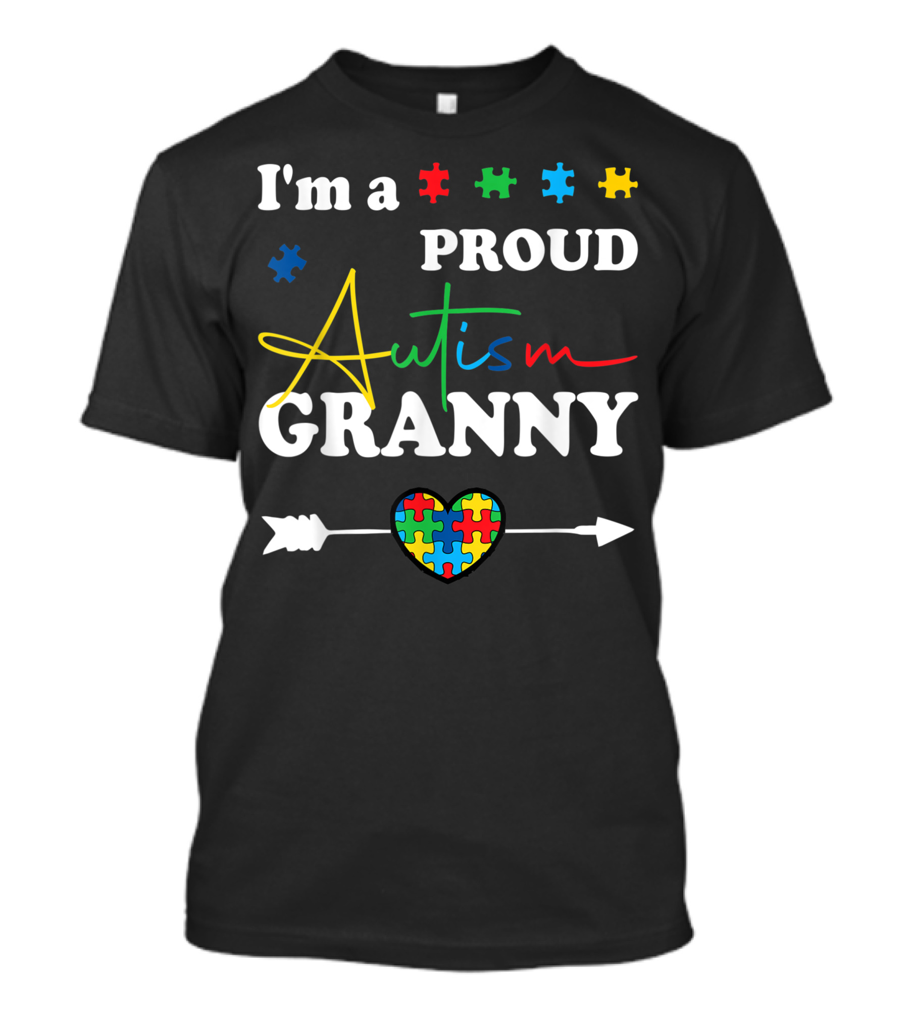 I'm A Proud Autism Granny Puzzle Heart Family Awareness T-Shirt