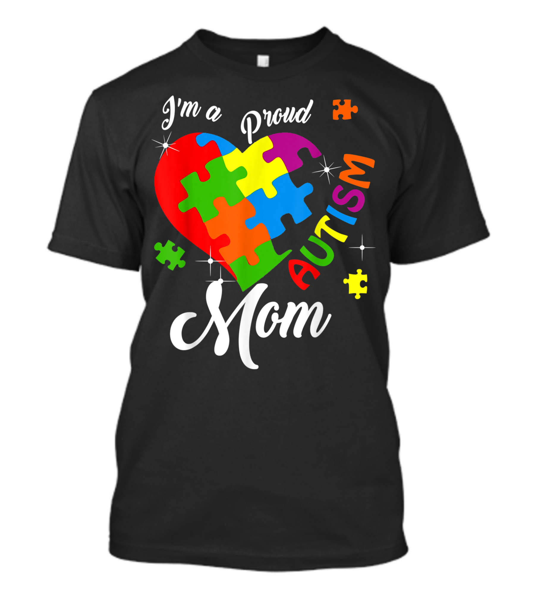 I'm A Proud Autism Mom Colorful Puzzle Heart Autism Awareness T-Shirt
