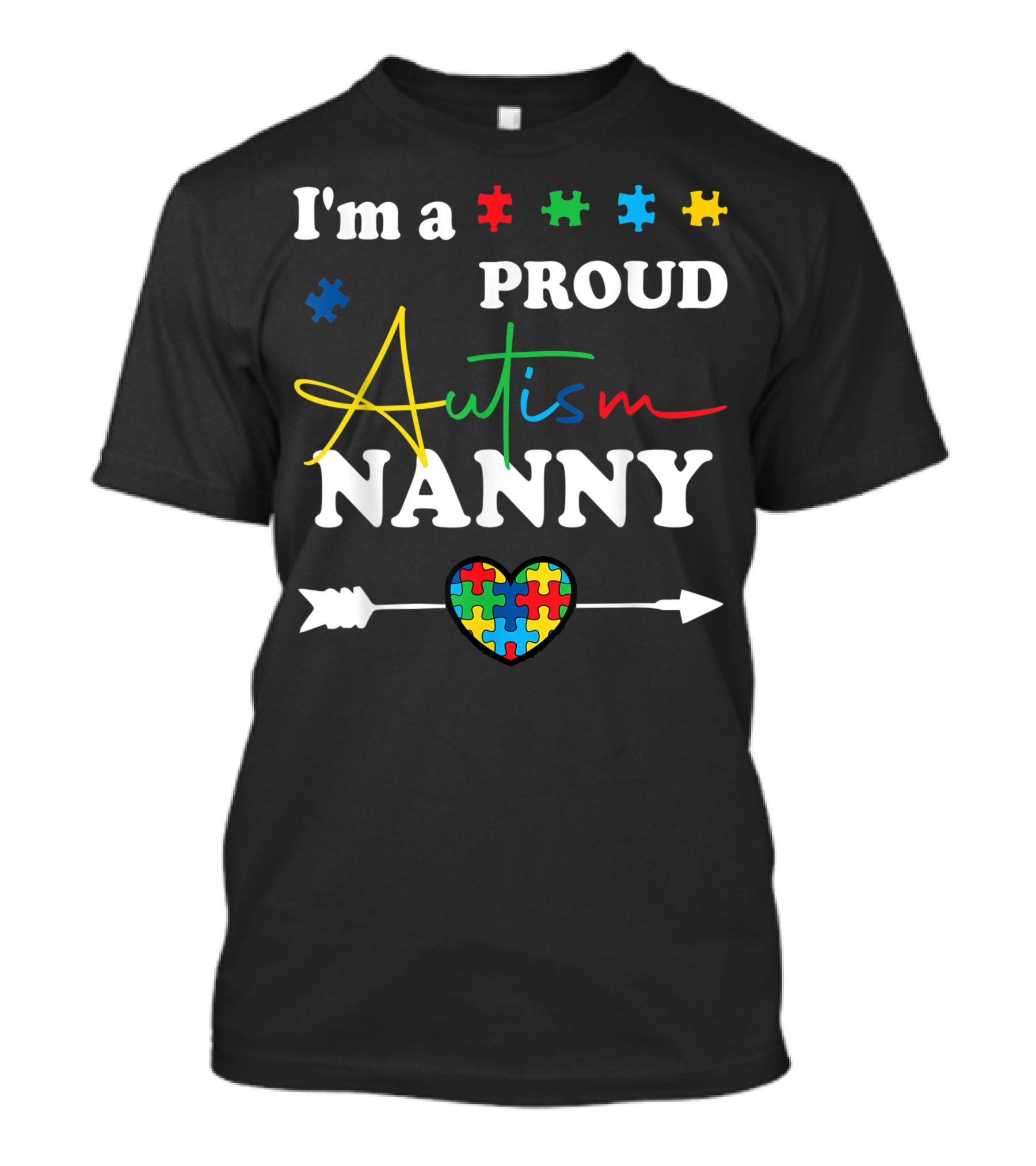 I'm A Proud Autism Nanny Puzzle Heart Matching Family Autism Awareness T-Shirt