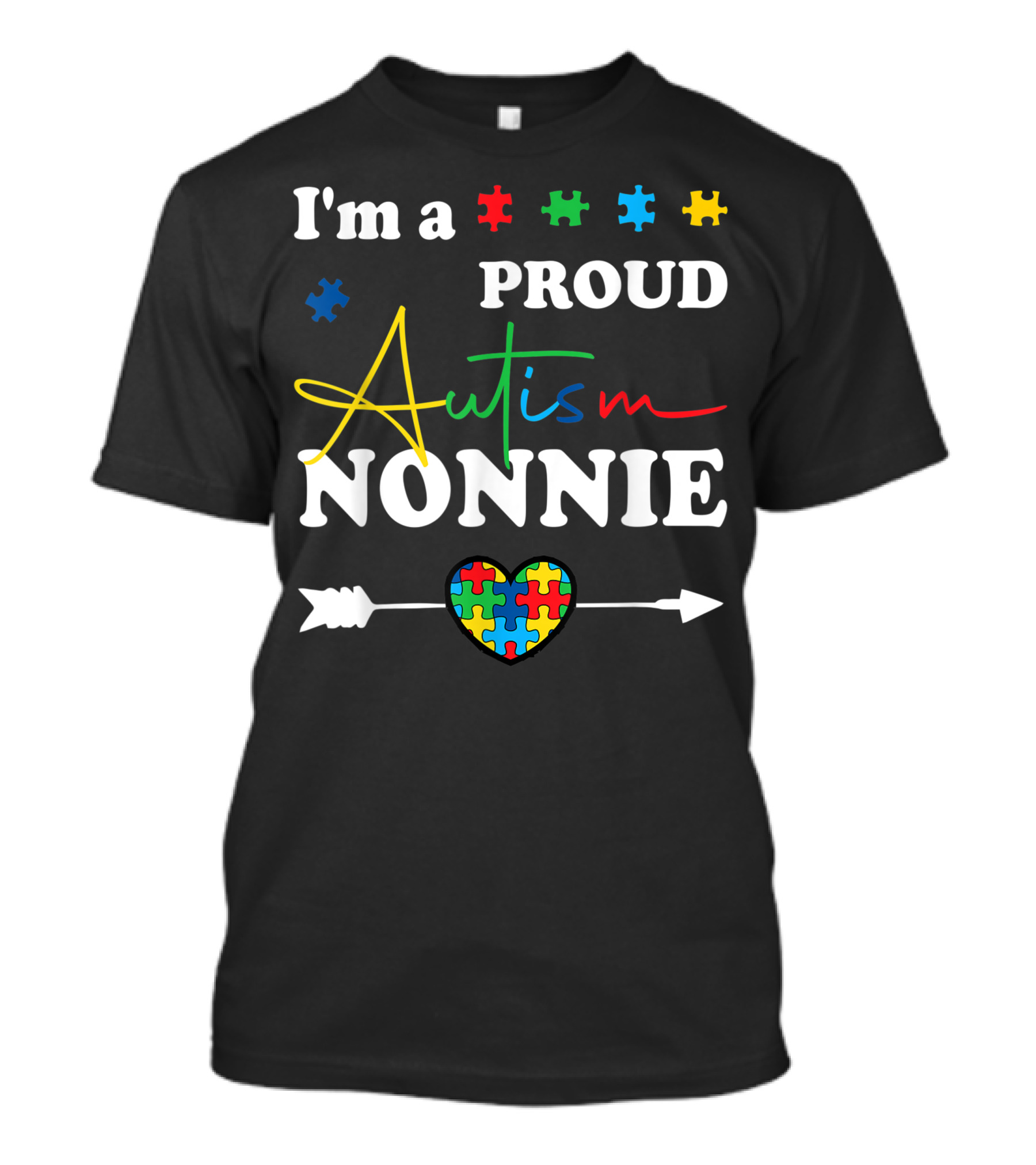 Proud Autism Nonnie Matching Family Awareness Puzzle Heart T-Shirt