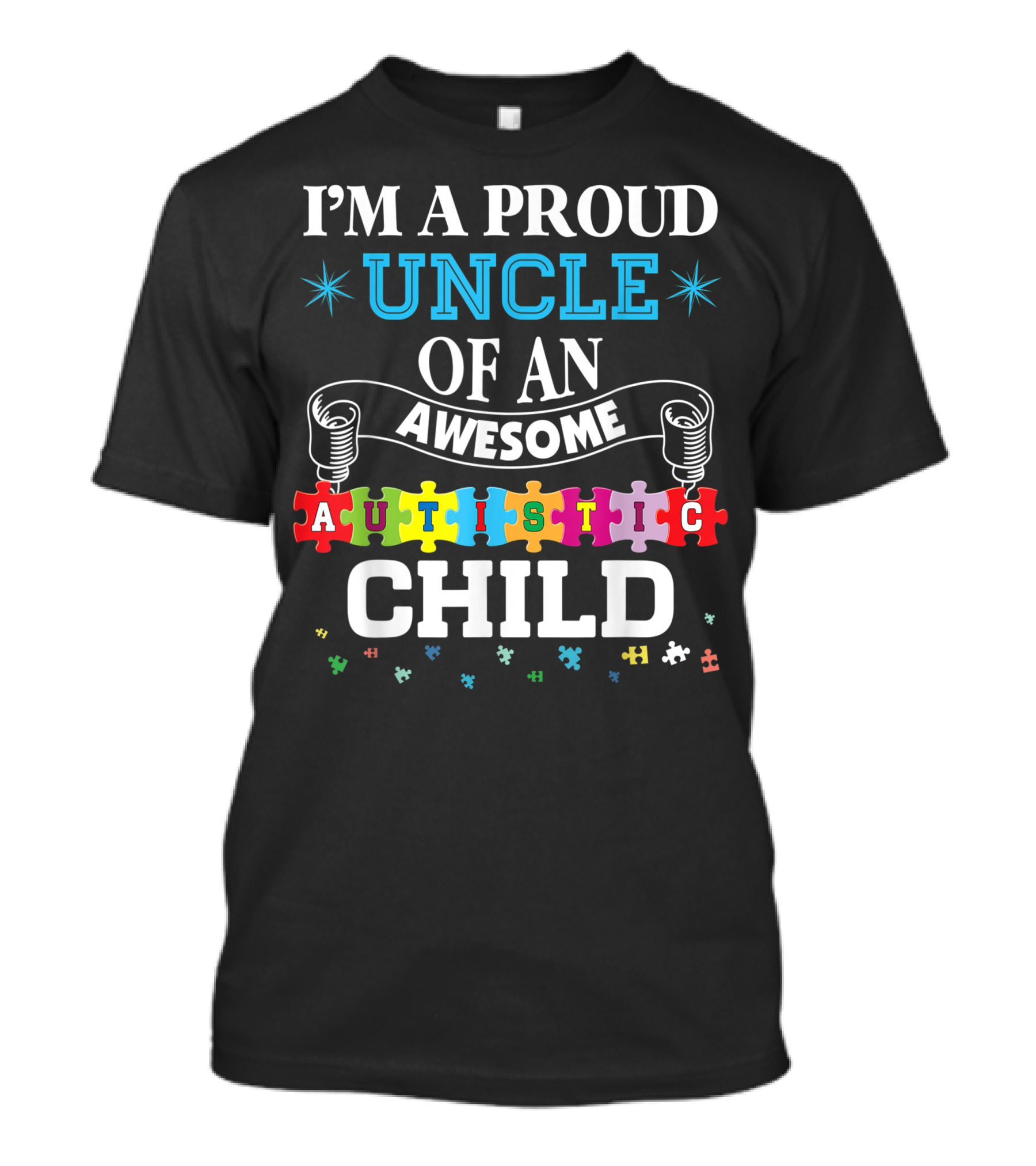 I'm A Proud Uncle Of An Awesome Autistic Child Puzzle Pieces T-Shirt