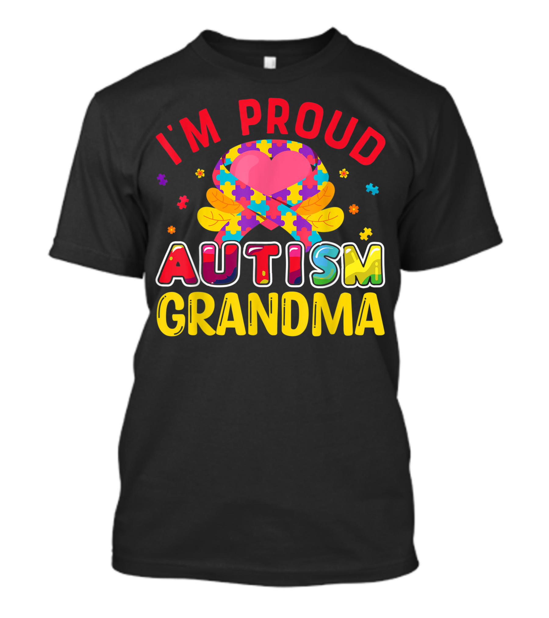 I'M Proud Autism Grandma Puzzle Heart T-Shirt
