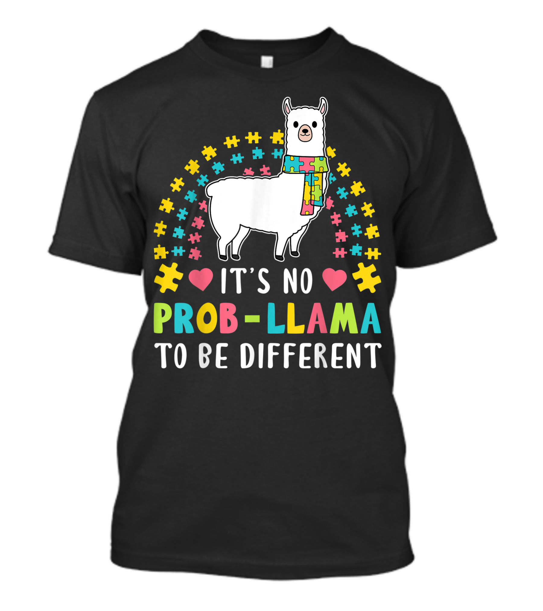 It's No Prob-Llama To Be Different Autism Puzzle Scarf T-Shirt