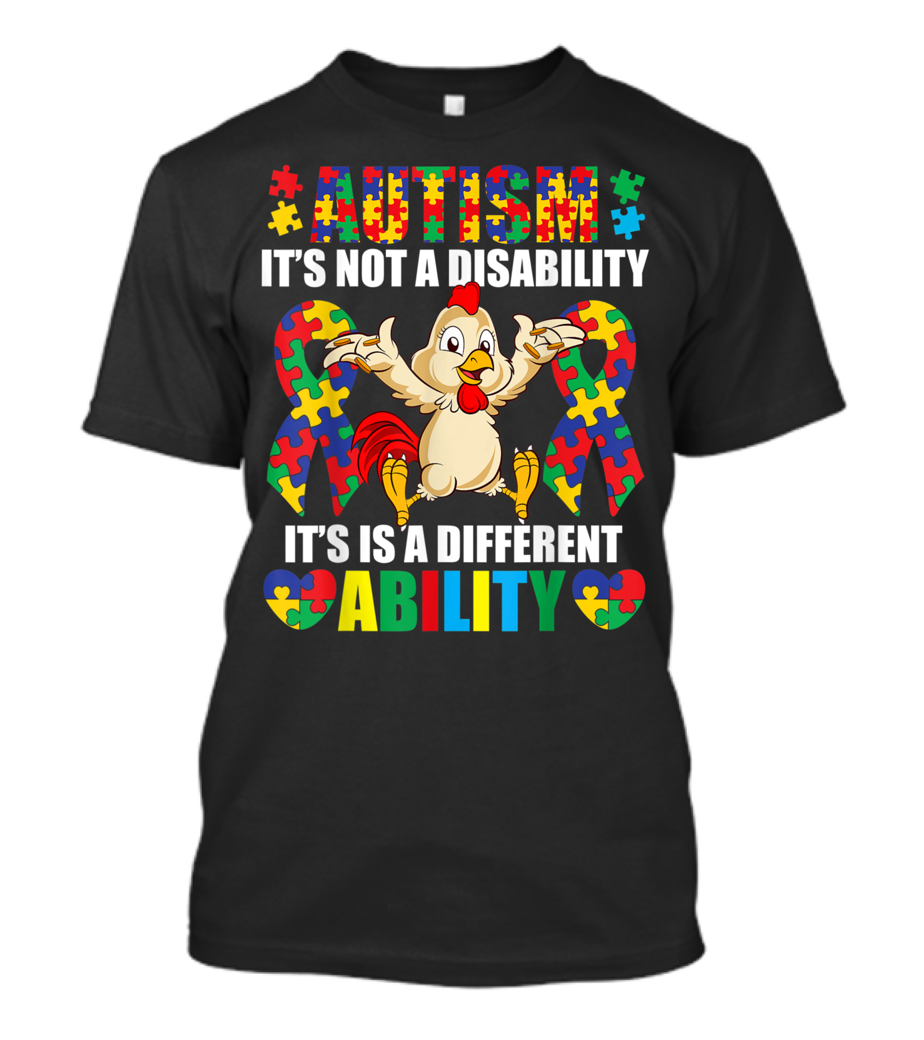 Autism It's Not A Disability It's A Different Ability Chicken Puzzle T-Shirt