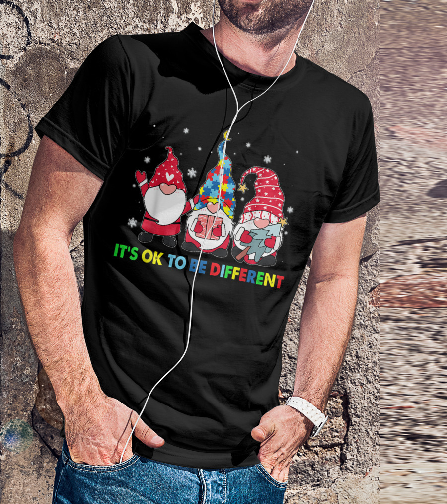 It's OK To Be Different Gnomes Autism Awareness Puzzle T-Shirt