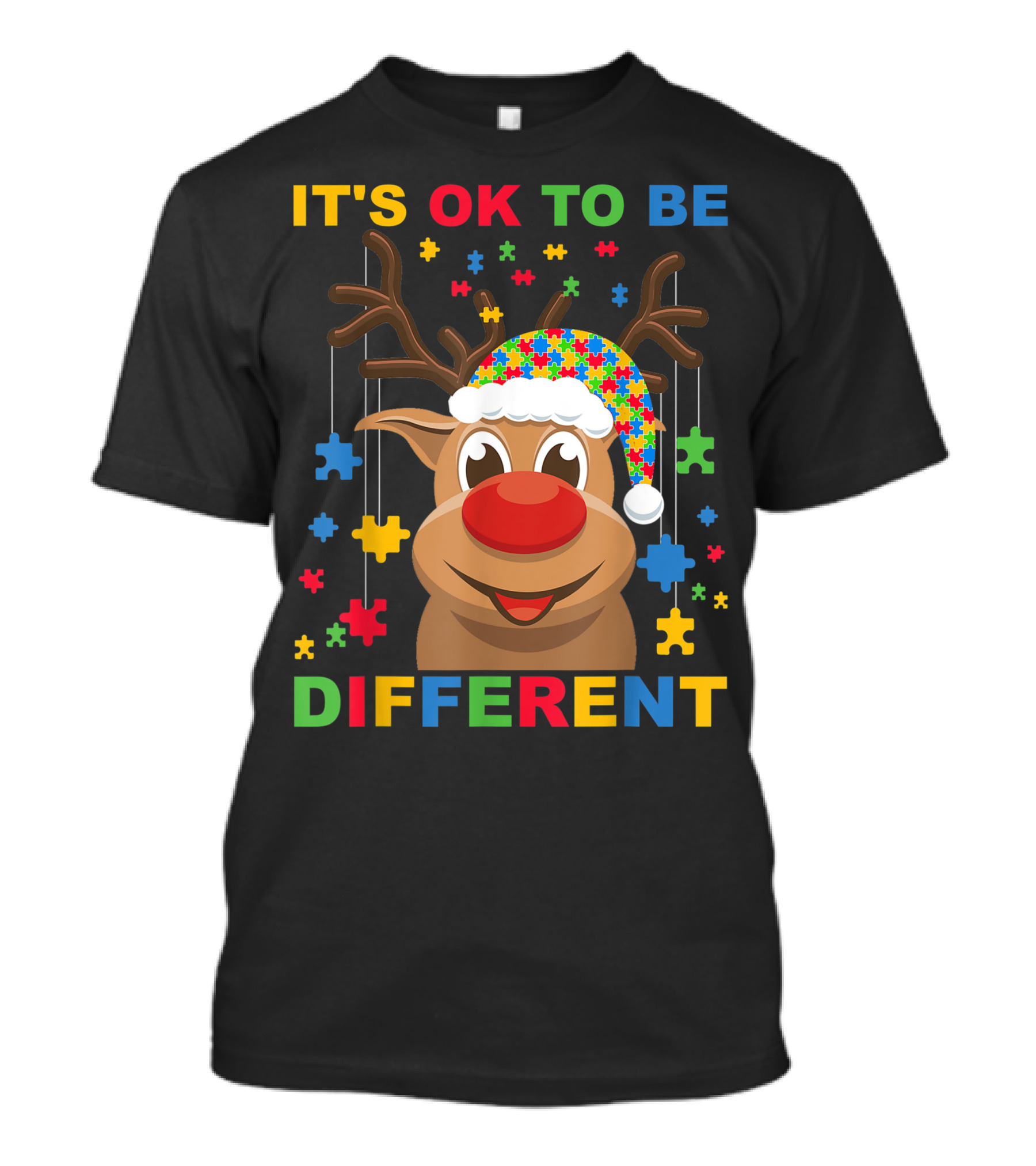 IT'S OK TO BE DIFFERENT REINDEER AUTISM PUZZLE PIECES T-Shirt
