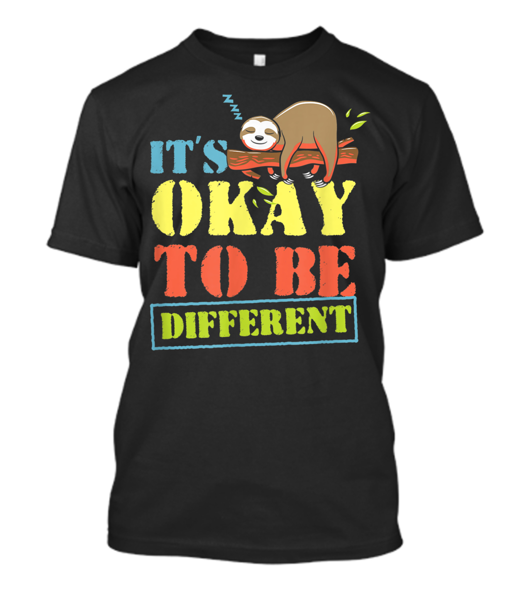 It's Okay To Be Different Napping Sloth Autism Awareness T-Shirt