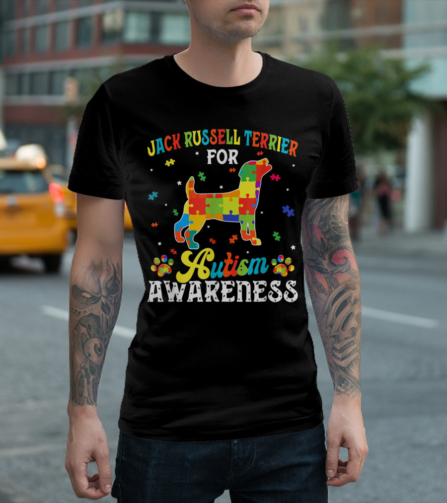 Jack Russell Terrier For Autism Awareness Dog Dad T-Shirt