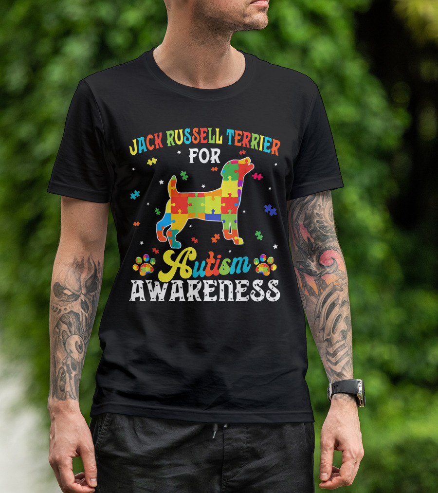 Jack Russell Terrier For Autism Awareness Dog Dad T-Shirt