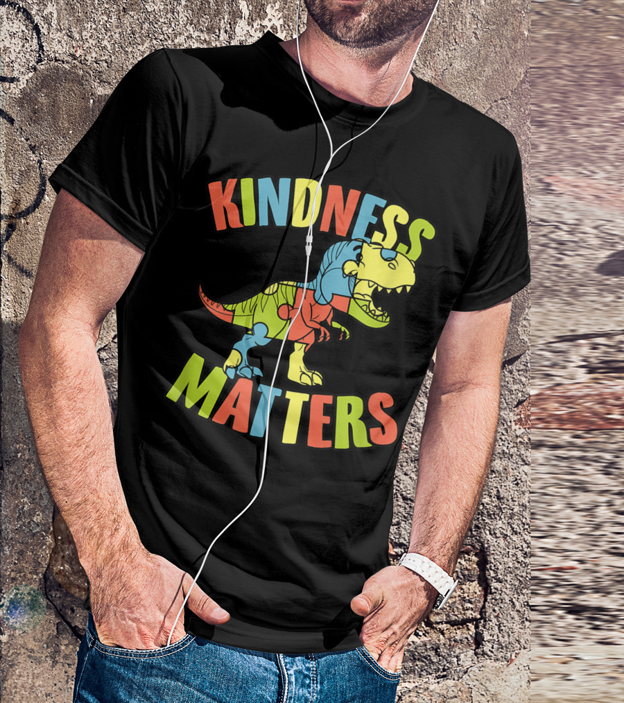 Kindness Matters Autism Puzzle Dinosaur Rex T-Shirt