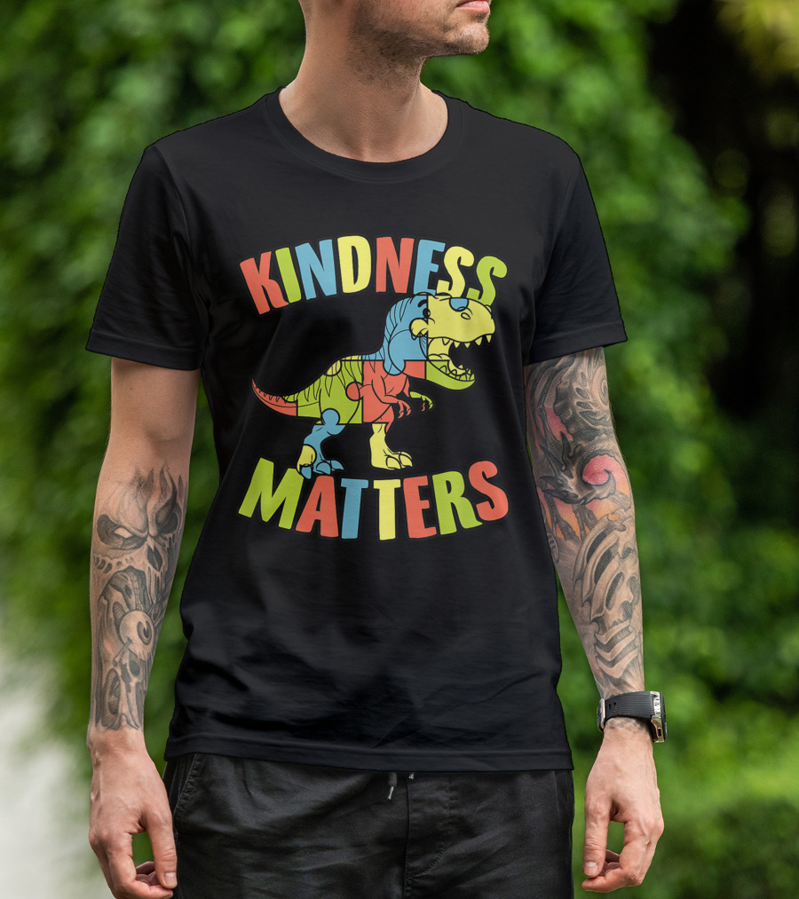Kindness Matters Autism Puzzle Dinosaur Rex T-Shirt