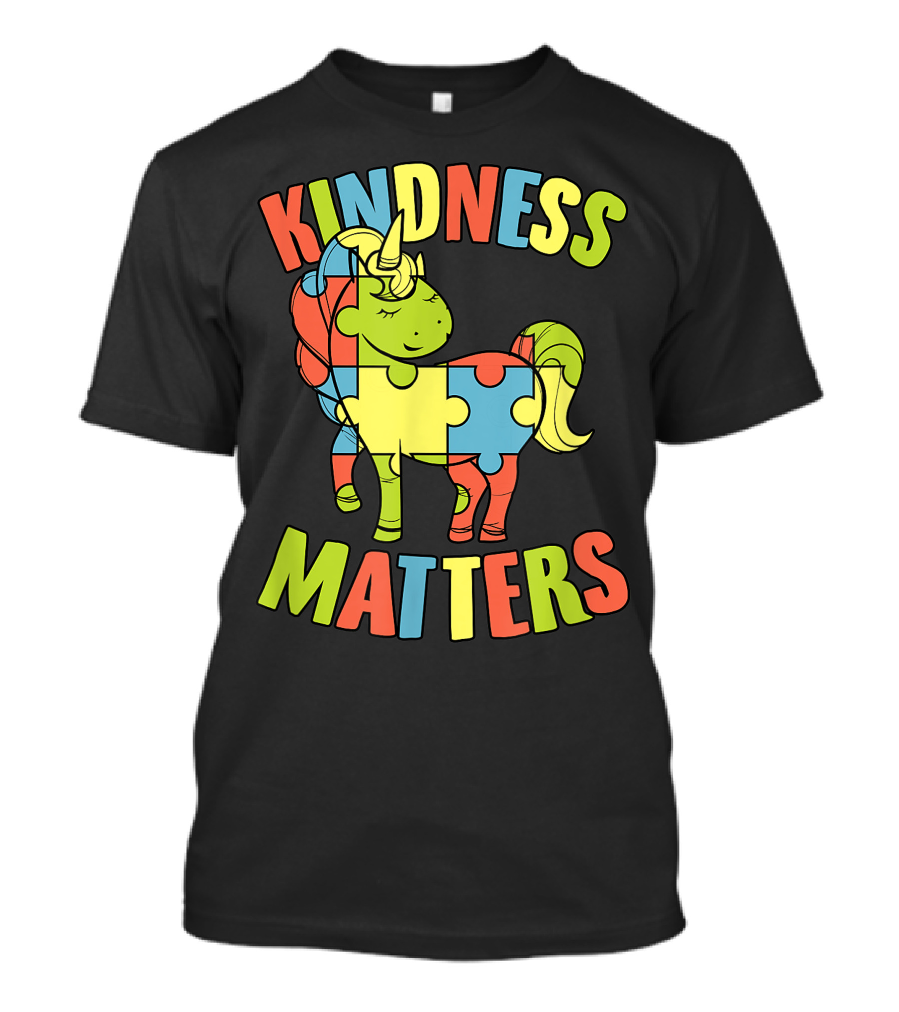 Kindness Matters Autism Puzzle Piece Unicorn T-Shirt