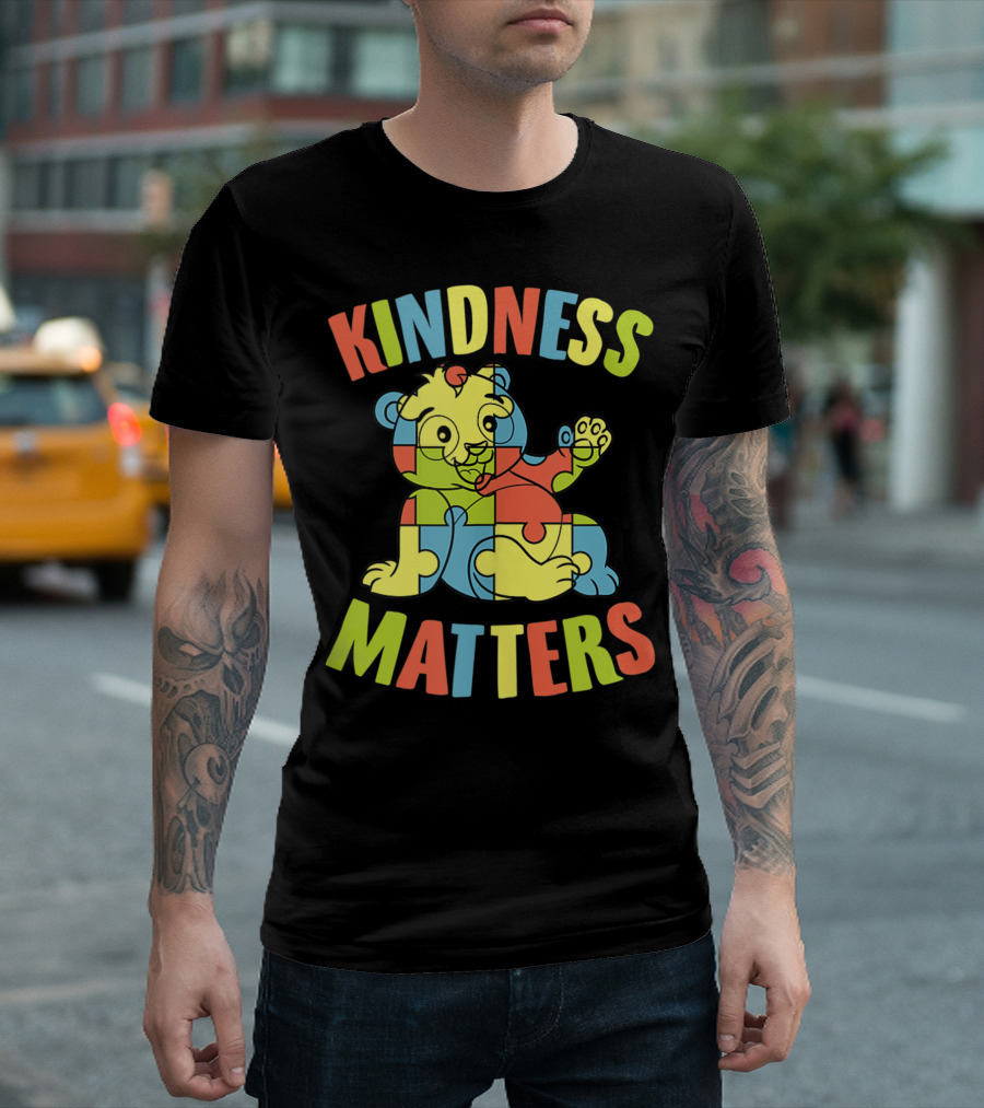 Kindness Matters Autism Puzzle Piece Panda Bear T-Shirt