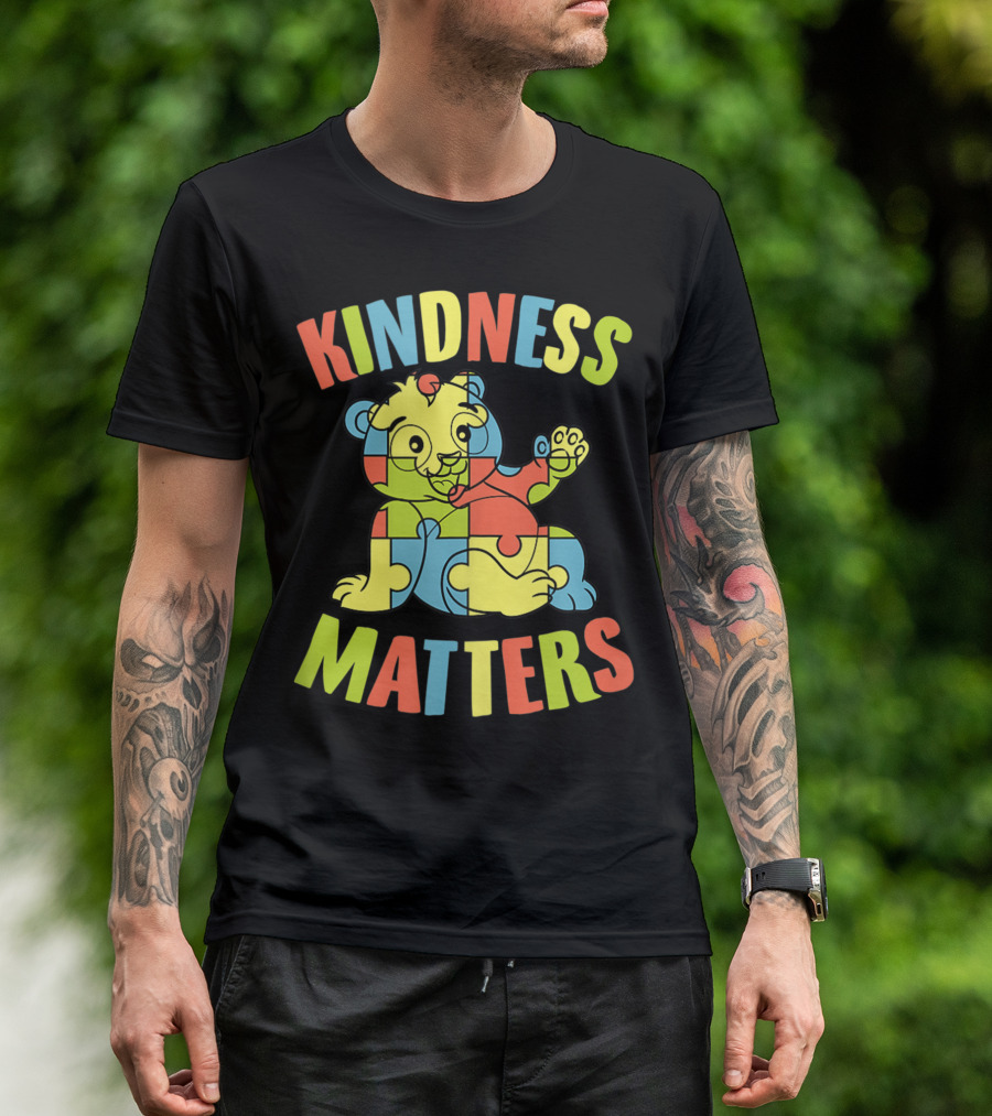 Kindness Matters Autism Puzzle Piece Panda Bear T-Shirt