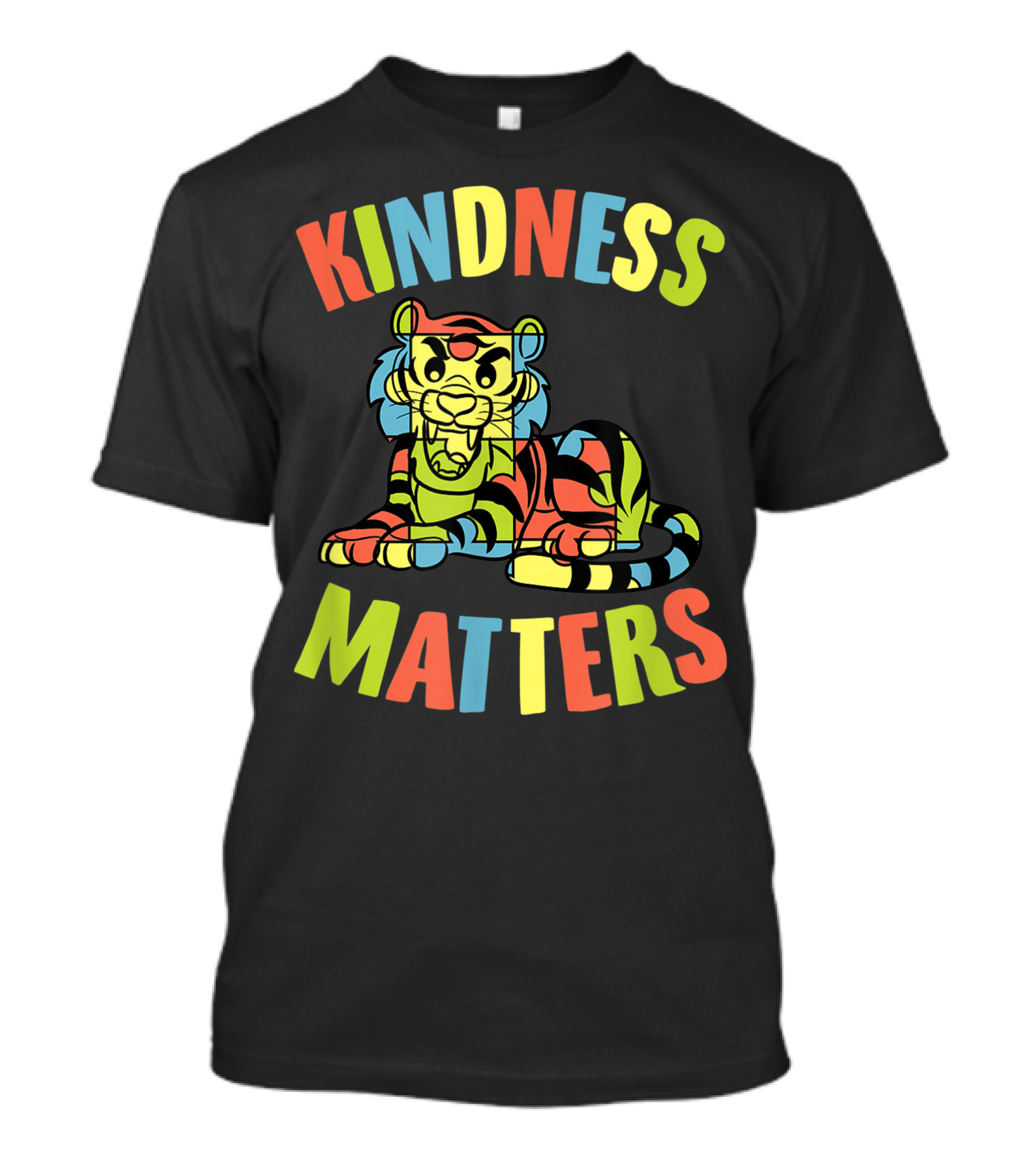 Kindness Matters Autism Puzzle Piece Tiger Awareness T-Shirt