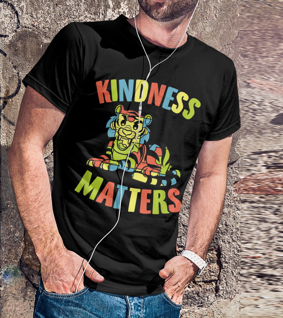 Kindness Matters Autism Puzzle Piece Tiger Awareness T-Shirt