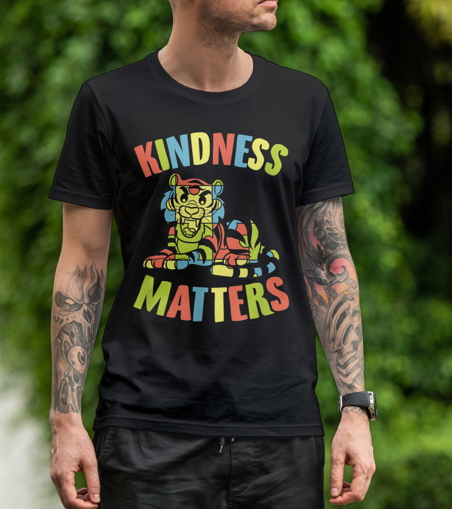 Kindness Matters Autism Puzzle Piece Tiger Awareness T-Shirt