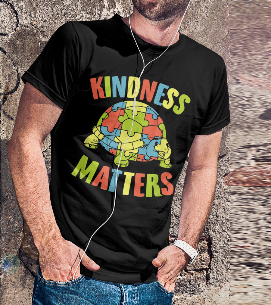 Kindness Matters Autism Puzzle Piece Turtle T-Shirt